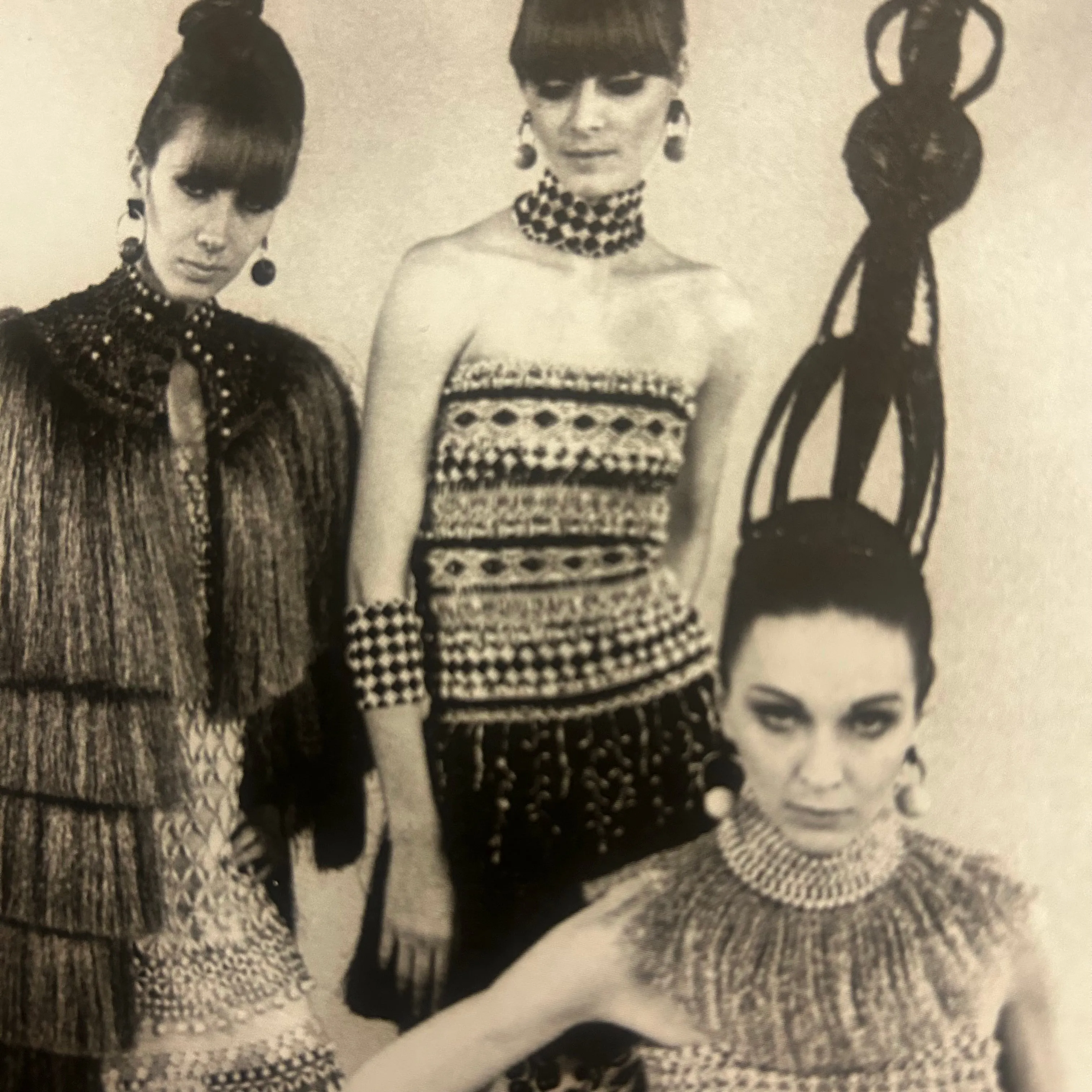 YVES SAINT LAURENT- c.1970 Hoop & Wood Bead Earrings